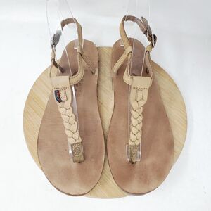 Rainbow T Street Sandals Womens M Brown Leather Thong Flip Flops Braided Shoes